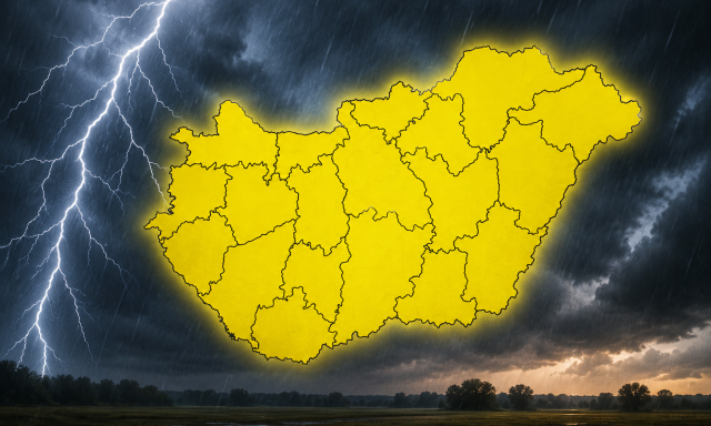 Orsz&aacute;gos riaszt&aacute;st adtak ki zivatarok vesz&eacute;lye miatt, j&eacute;g is j&ouml;het