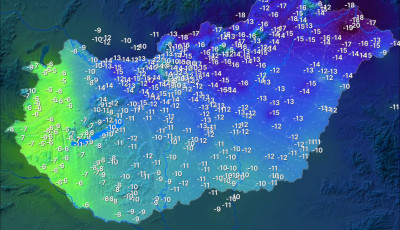 Az idei t&eacute;l egyik leghidegebb &eacute;jszak&aacute;ja: &ndash;20 fok alatti &eacute;rt&eacute;ket is m&eacute;rtek